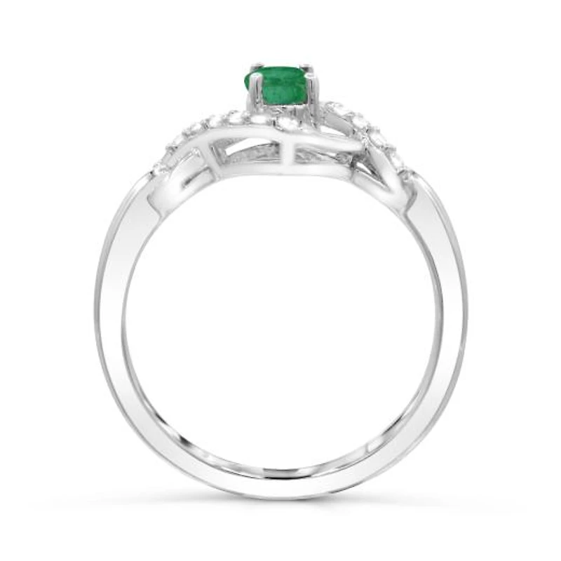 Sterling Silver Emerald & White Topaz Ring