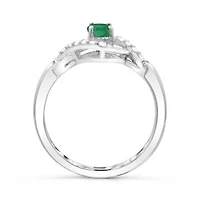 Sterling Silver Emerald & White Topaz Ring