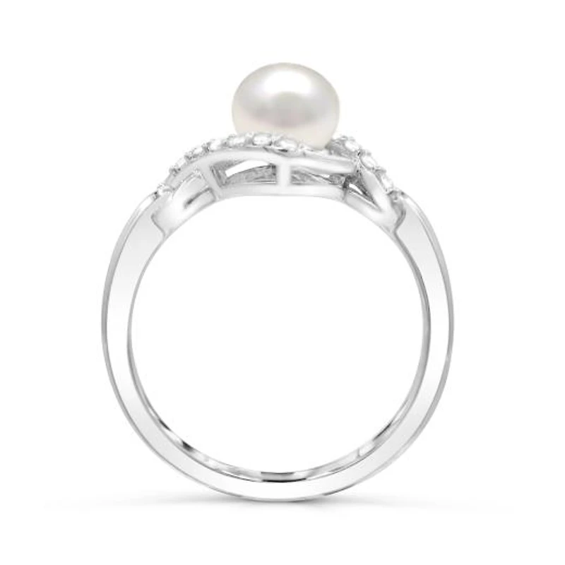 Sterling Silver Pearl & White Topaz Ring