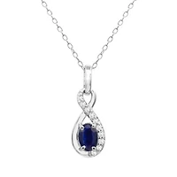 Sterling Silver Blue Sapphire & White Topaz Pendant