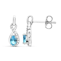 Sterling Silver Blue Topaz & White Topaz Earrings