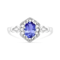 10K White Gold Tanzanite & White Sapphire Ring