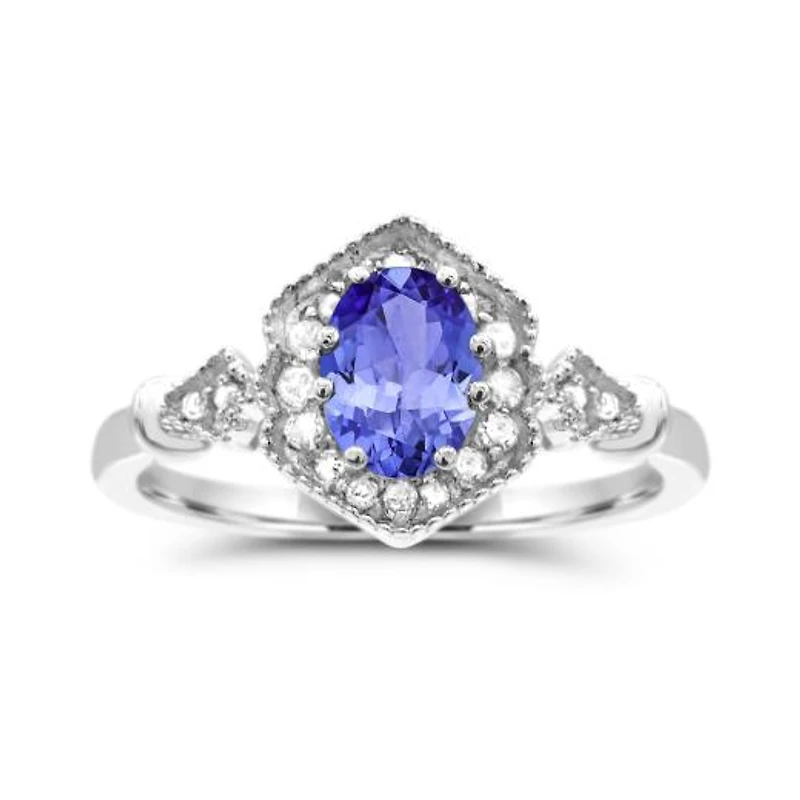 10K White Gold Tanzanite & White Sapphire Ring