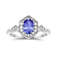 10K White Gold Tanzanite & White Sapphire Ring