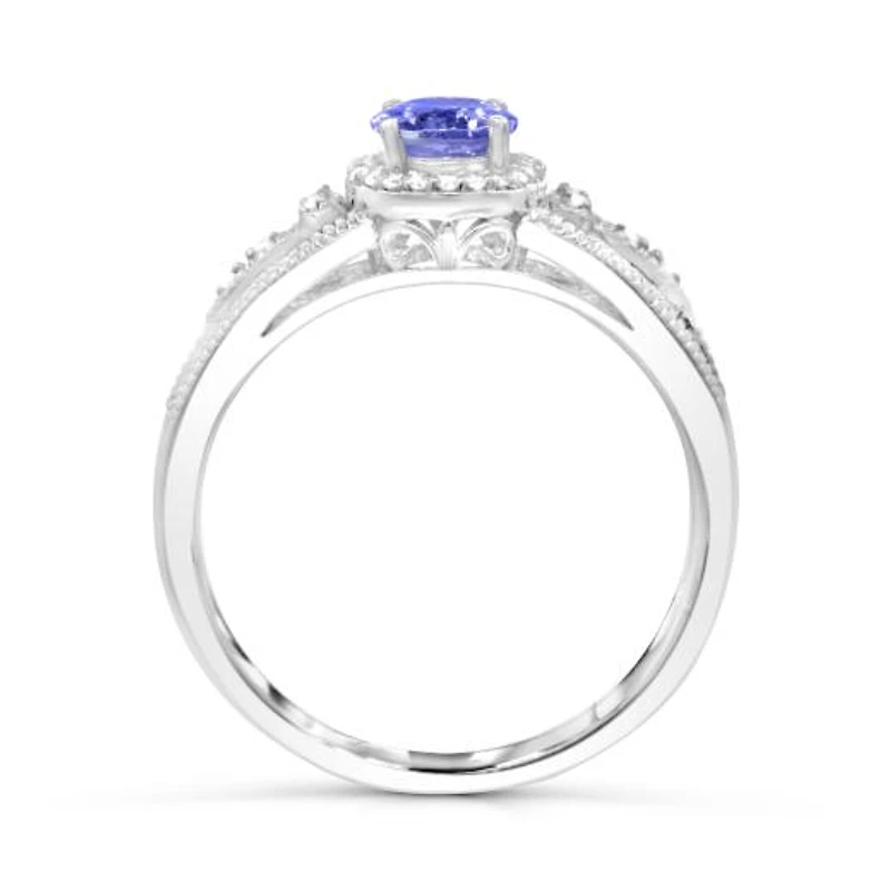 Sterling Silver Tanzanite & Diamond Ring