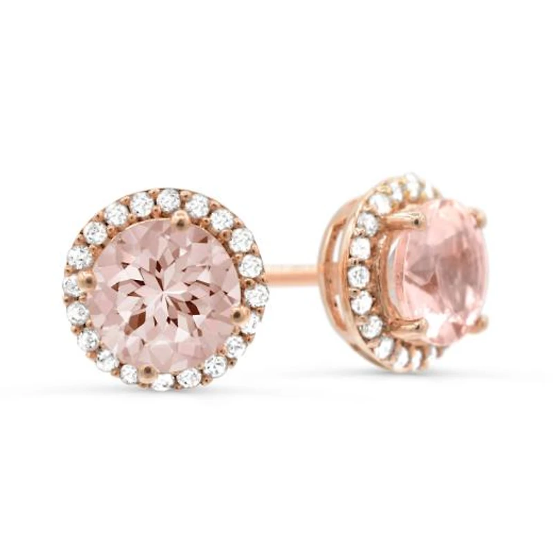 10K Rose Gold Morganite & Diamond Earrings