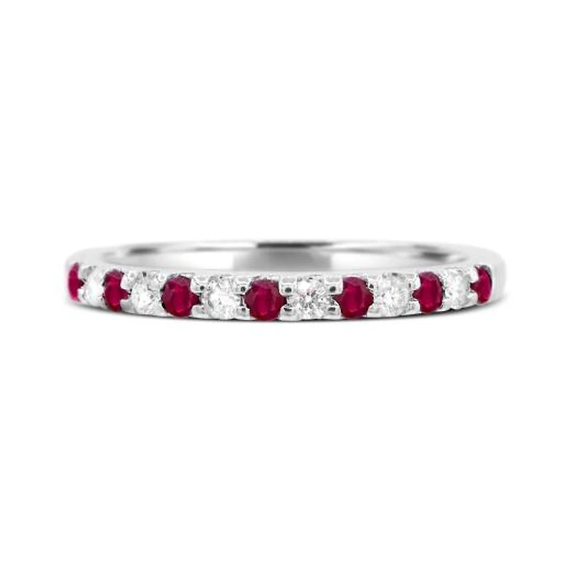 14K White Gold Ruby & Diamond Ring