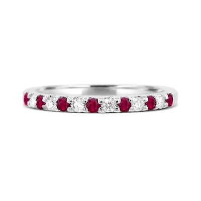 14K White Gold Ruby & Diamond Ring