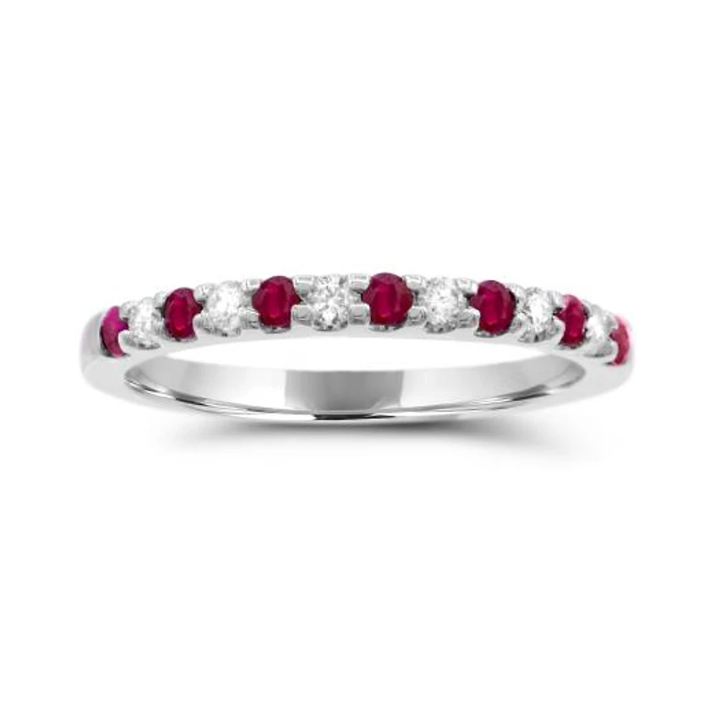 14K White Gold Ruby & Diamond Ring