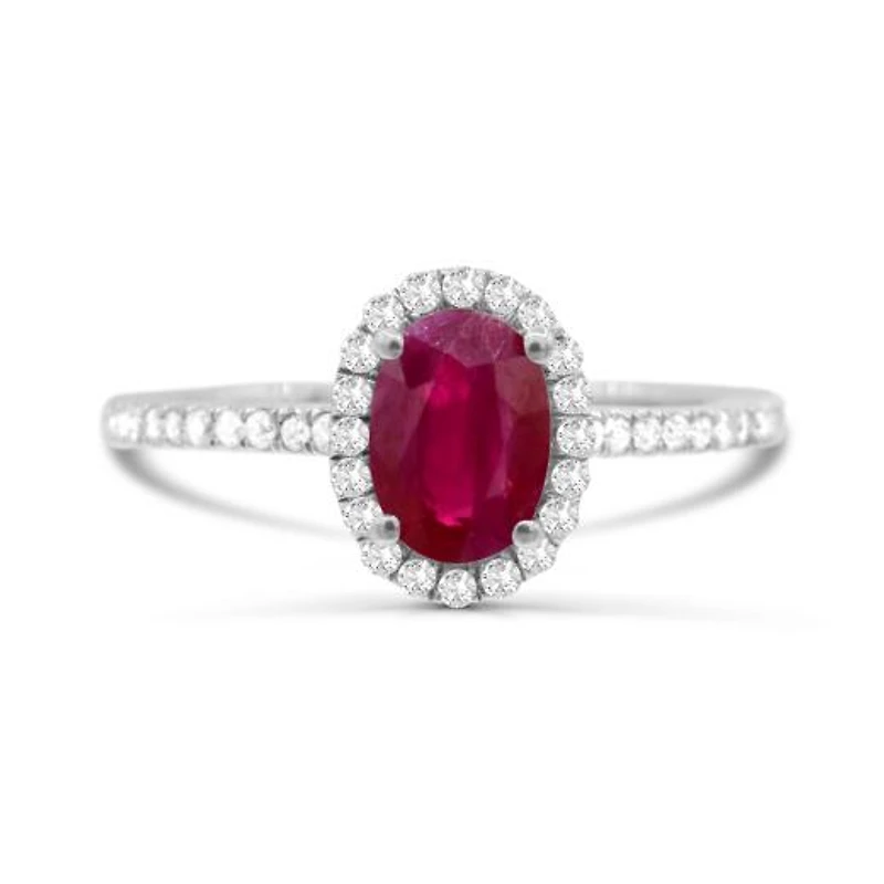 14K White Gold Ruby & Diamond Ring