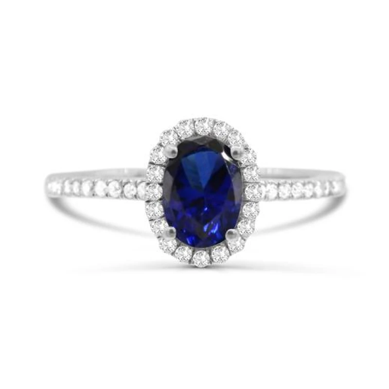 14K White Gold Sapphire & Diamond Ring