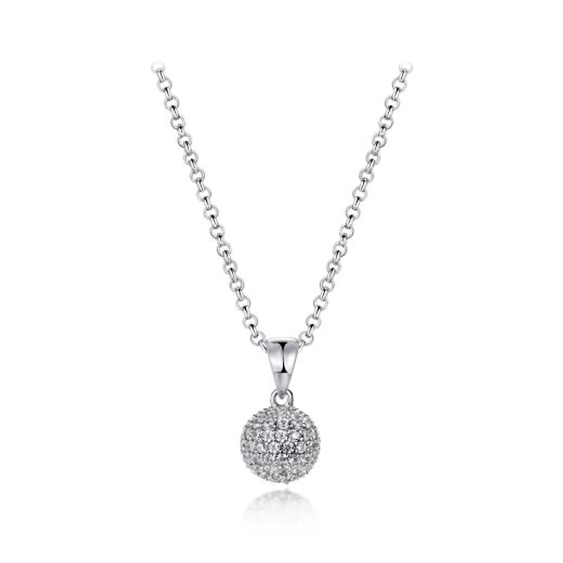 Sterling Silver Cubic Zirconia 8mm Ball Pendant