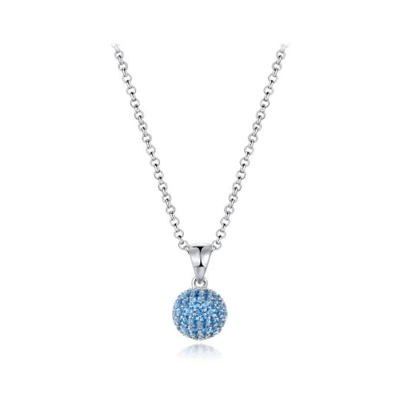 Sterling Silver Blue Cubic Zirconia 8mm Ball Pendant