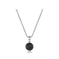 Sterling Silver Black Cubic Zirconia 8mm Ball Pendant