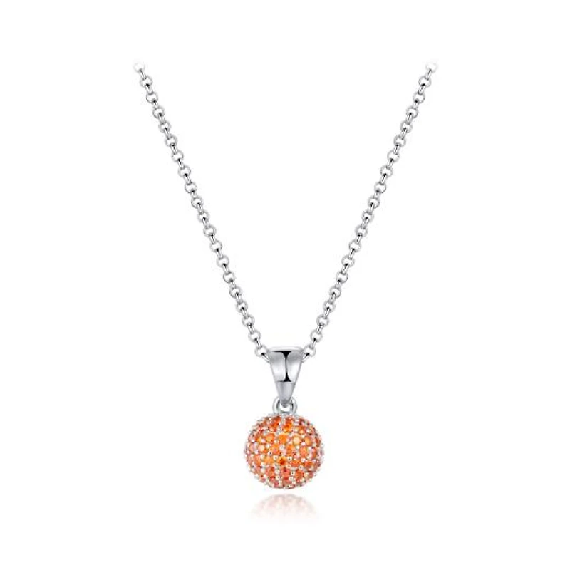 Sterling Silver Orange Cubic Zirconia 8mm Ball Pendant