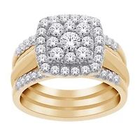 10K Yellow & White Gold Three Piece 1.00CTW Bridal Ring Set