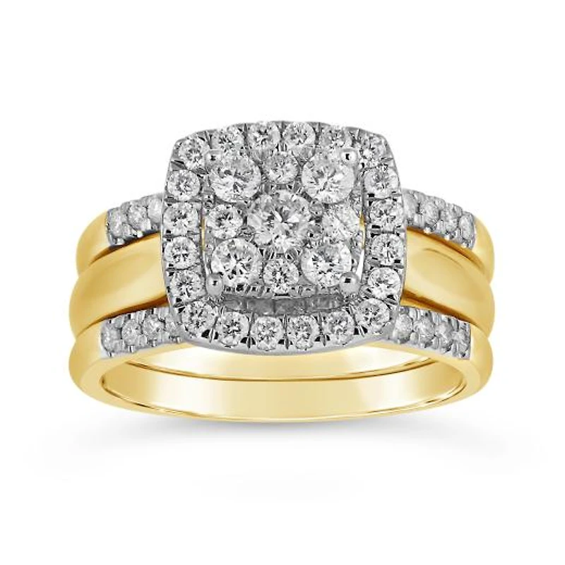 10K Yellow & White Gold Three Piece 1.00CTW Bridal Ring Set