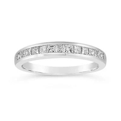 10K White Gold Princess Cut 0.50CTW Diamond Band