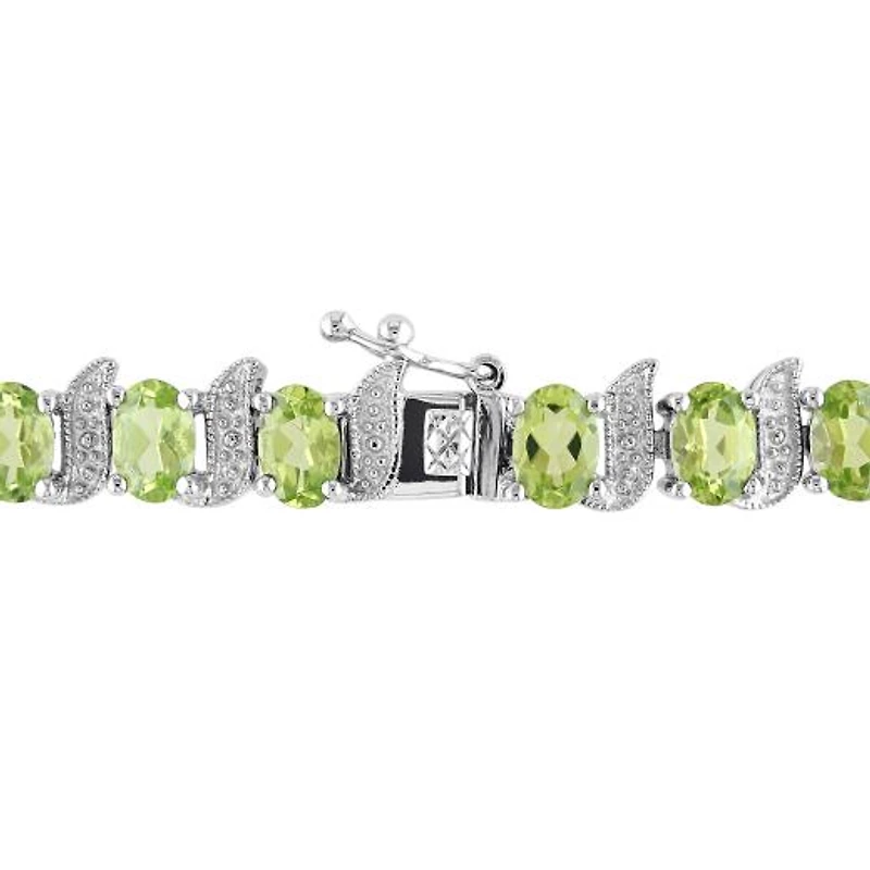 Julianna B Sterling Silver Peridot & Diamond Bracelet