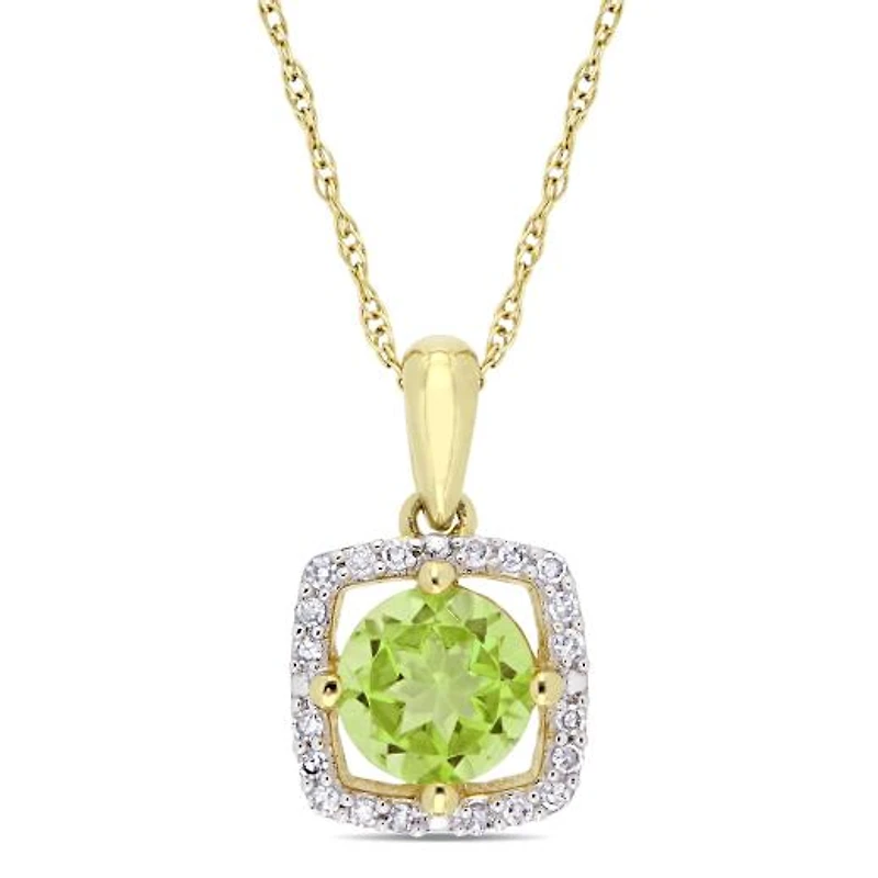 Julianna B 10K Yellow Gold Peridot & Diamond Pendant