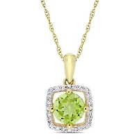 Julianna B 10K Yellow Gold Peridot & Diamond Pendant