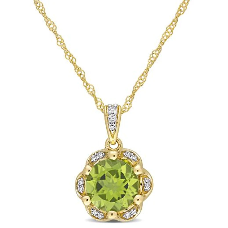 Julianna B 14K Yellow Gold Peridot & Diamond Pendant