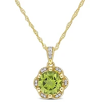 Julianna B 14K Yellow Gold Peridot & Diamond Pendant