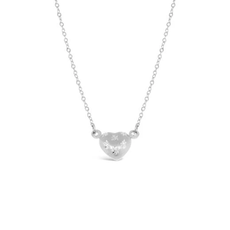 10K White Gold 18" Heart Diamond Cut Necklace