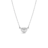 10K White Gold 18" Heart Diamond Cut Necklace