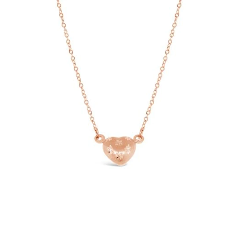 10K Rose Gold 18" Heart Diamond Cut Necklace