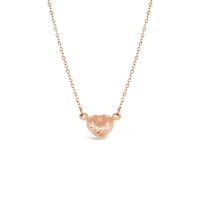 10K Rose Gold 18" Heart Diamond Cut Necklace