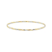 10K Yellow and White Gold 65mm Twisted Slip-On Bangle