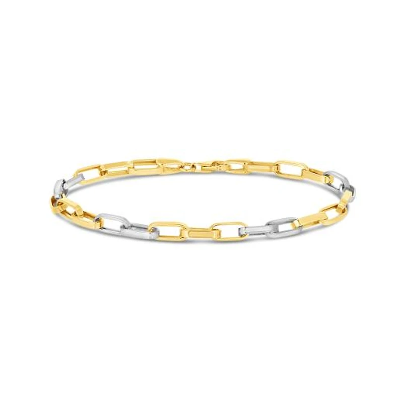 10K Yellow and White Gold 7.25" Rolo Chain Bracelet