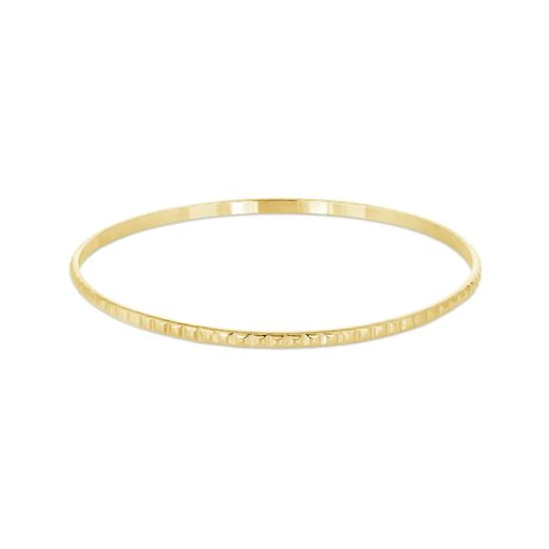 14K Yellow Gold Filled 65mm Square Beaded Pattern Slip-On Bangle