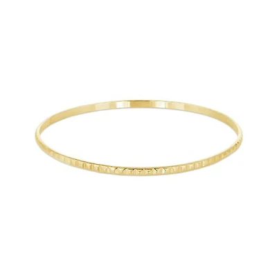 14K Yellow Gold Filled 65mm Square Beaded Pattern Slip-On Bangle