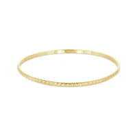 14K Yellow Gold Filled 65mm Square Beaded Pattern Slip-On Bangle