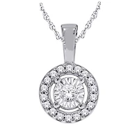 Sterling Silver 0.10CTW Diamond Halo Pendant