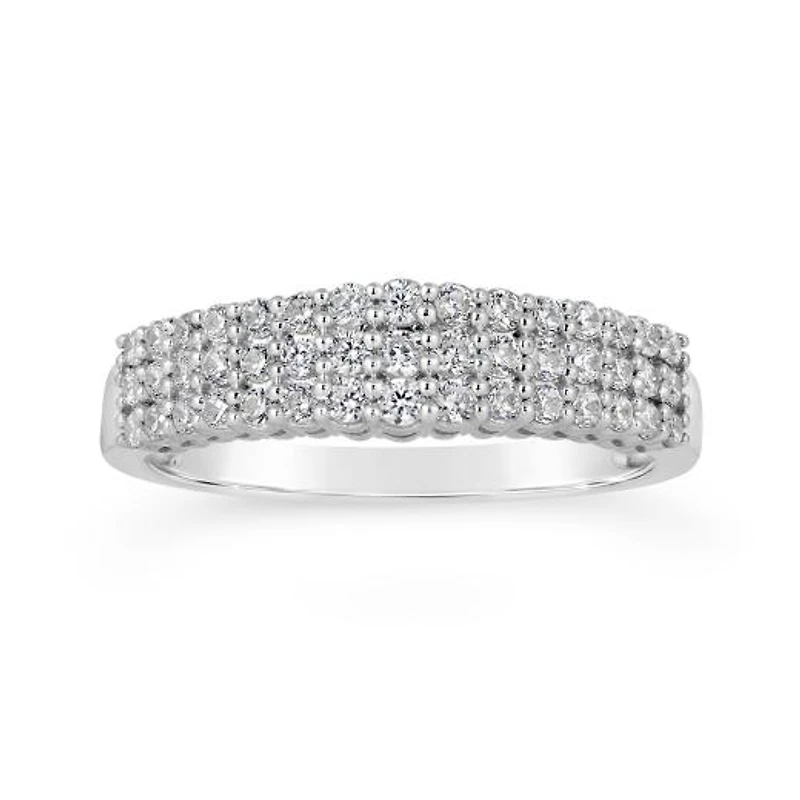 10K White Gold Three Row 0.50CTW Diamond Band
