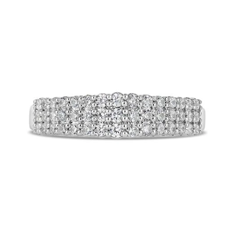 10K White Gold Three Row 0.50CTW Diamond Band