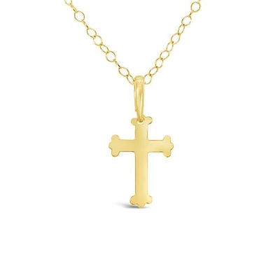 10K Yellow Gold 17mm Cross Pendant Necklace