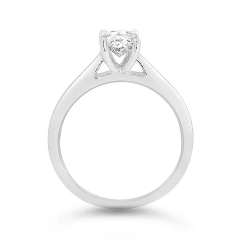 14K White Gold Oval Cut Diamond Solitaire Ring 1.00CT I2/I