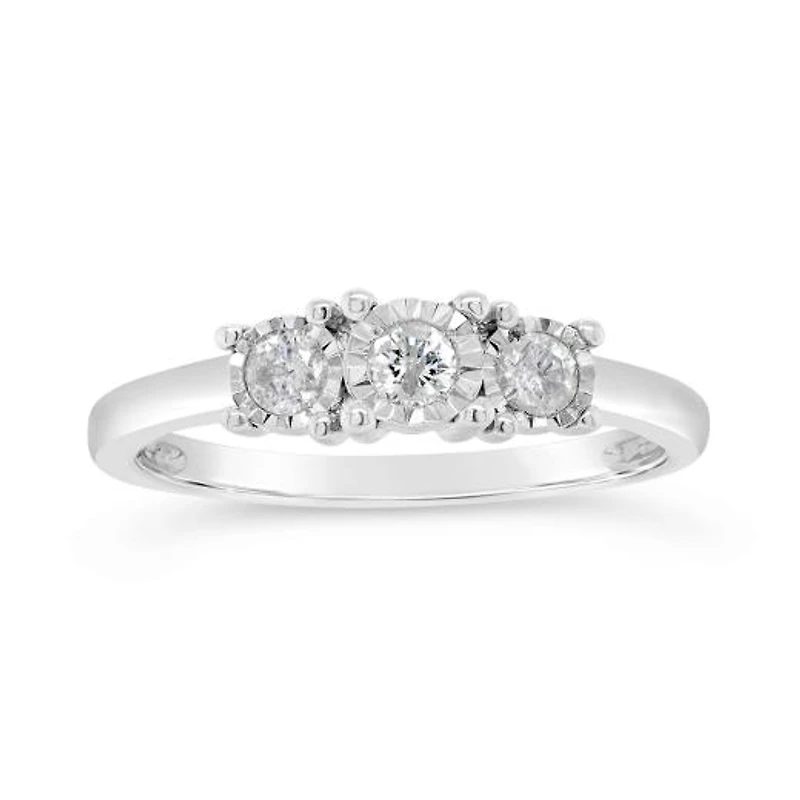 Sterling Silver Three Stone 0.24CTW Diamond Ring