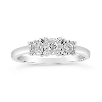 Sterling Silver Three Stone 0.24CTW Diamond Ring