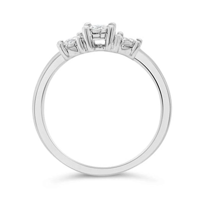 Sterling Silver Three Stone 0.24CTW Diamond Ring