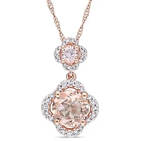 Julianna B 14K Rose Gold Morganite & Diamond Necklace