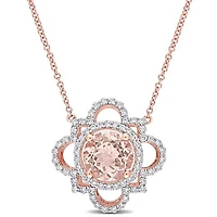 Julianna B 14K Rose Gold Morganite & Diamond Necklace
