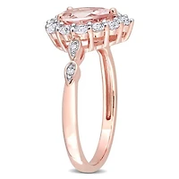 Julianna B 10K Rose Gold Morganite, White Topaz & Diamond Ring