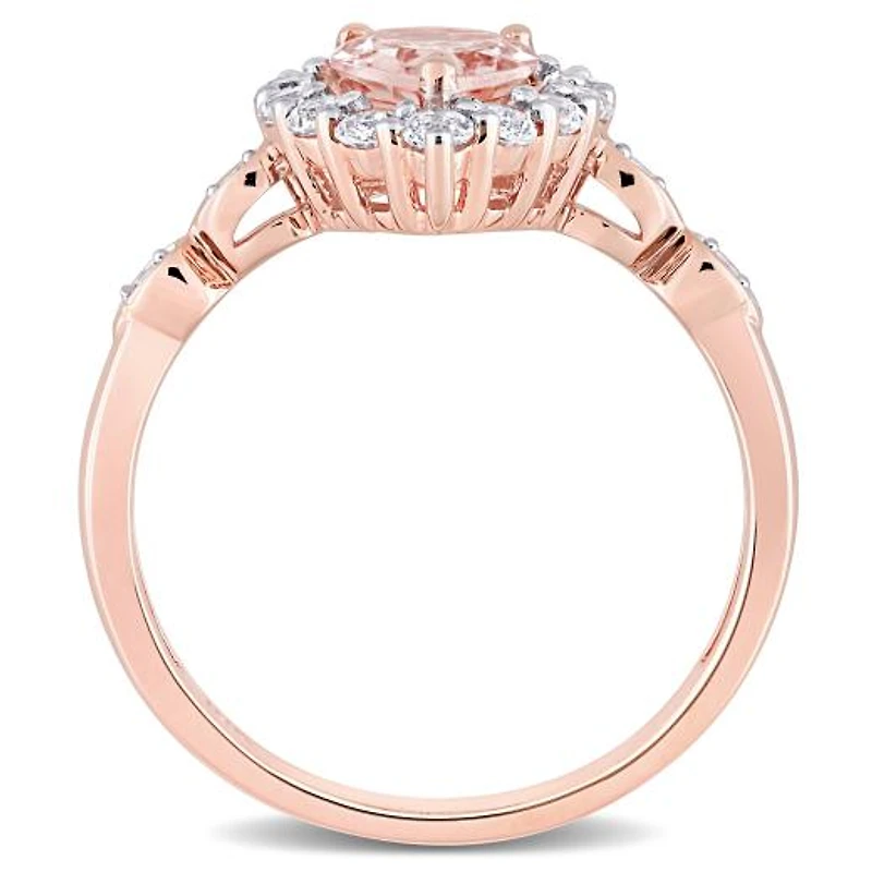 Julianna B 10K Rose Gold Morganite, White Topaz & Diamond Ring