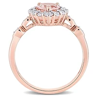 Julianna B 10K Rose Gold Morganite, White Topaz & Diamond Ring