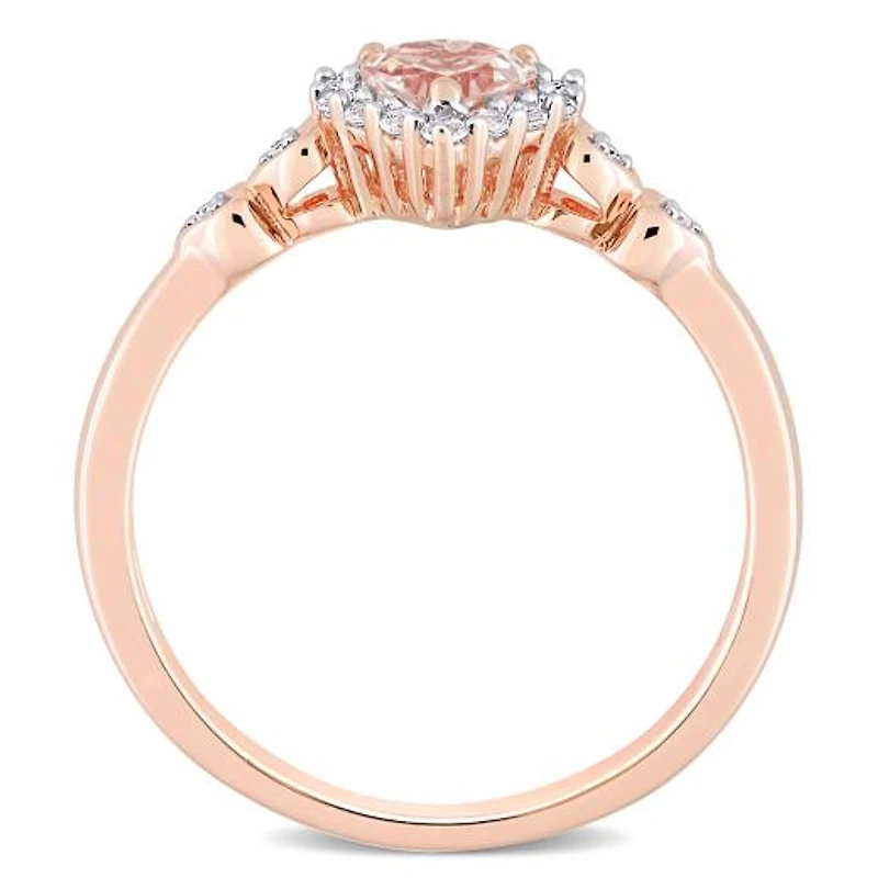 Julianna B Sterling Silver Morganite, White Topaz & Diamond Ring